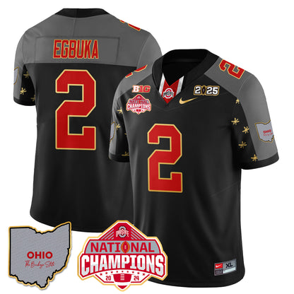 Ohio State Buckeyes 2025 CFP Patch - National Champions Gold Jersey - All Stitched