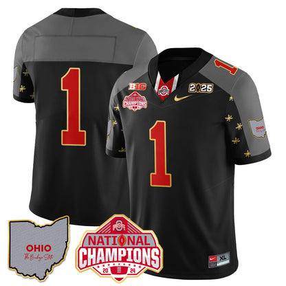 Ohio State Buckeyes 2025 CFP Patch - National Champions Gold Jersey - All Stitched