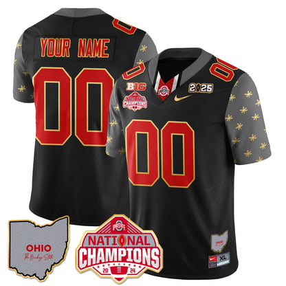 Ohio State Buckeyes 2025 CFP Patch - National Champions Gold Custom Jersey - All Stitched