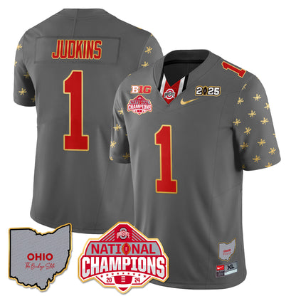 Ohio State Buckeyes 2025 CFP Patch - National Champions Gold Jersey - All Stitched