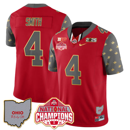 Ohio State Buckeyes 2025 CFP Patch - National Champions Gold Jersey - All Stitched