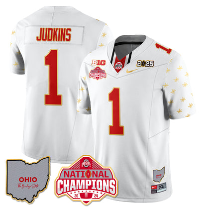 Ohio State Buckeyes 2025 CFP Patch - National Champions Gold Jersey - All Stitched