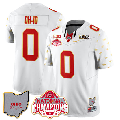 Ohio State Buckeyes 2025 CFP Patch - National Champions Gold Jersey - All Stitched