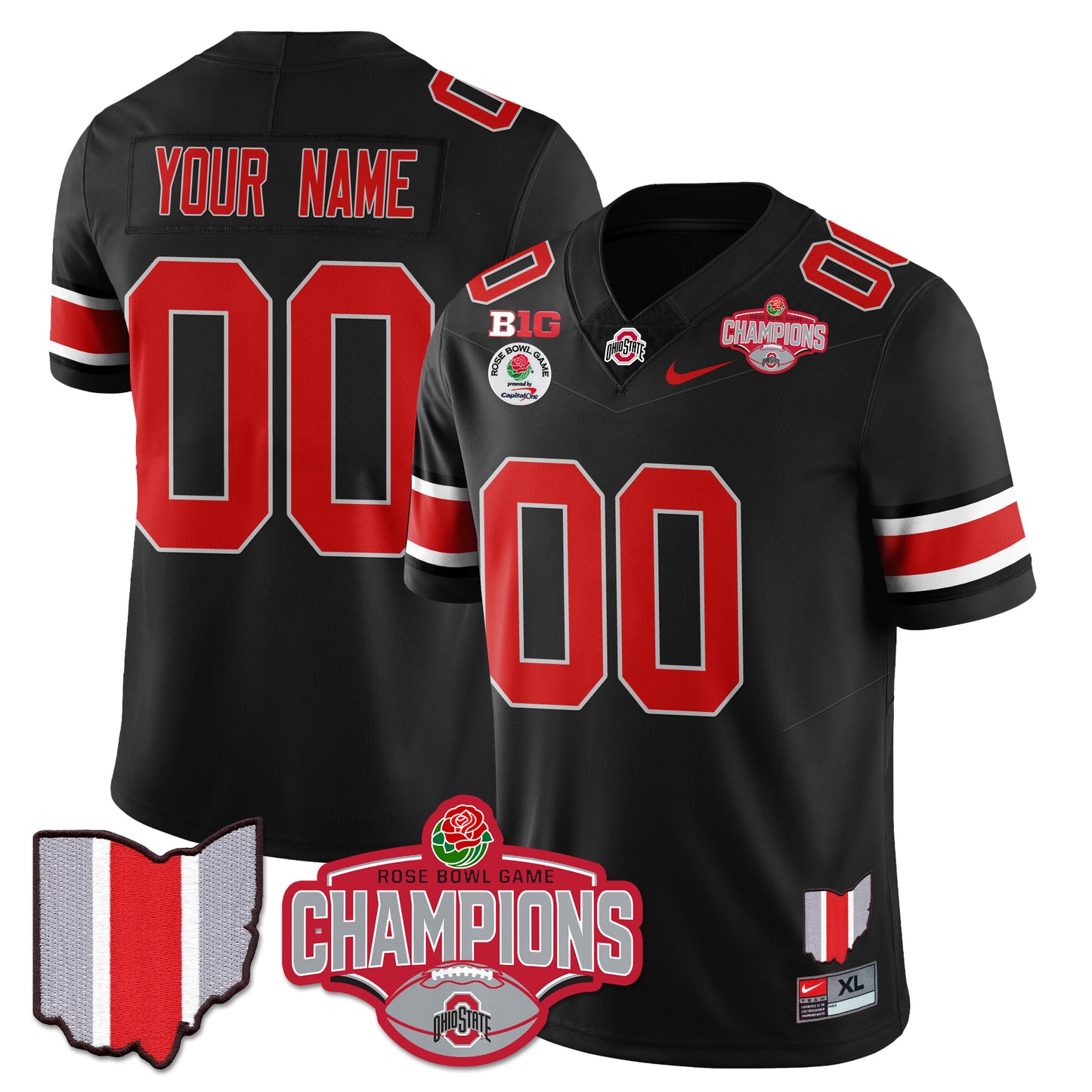 Custom Ohio State Buckeyes 2024 Rose Bowl Champions Jersey - All Stitched