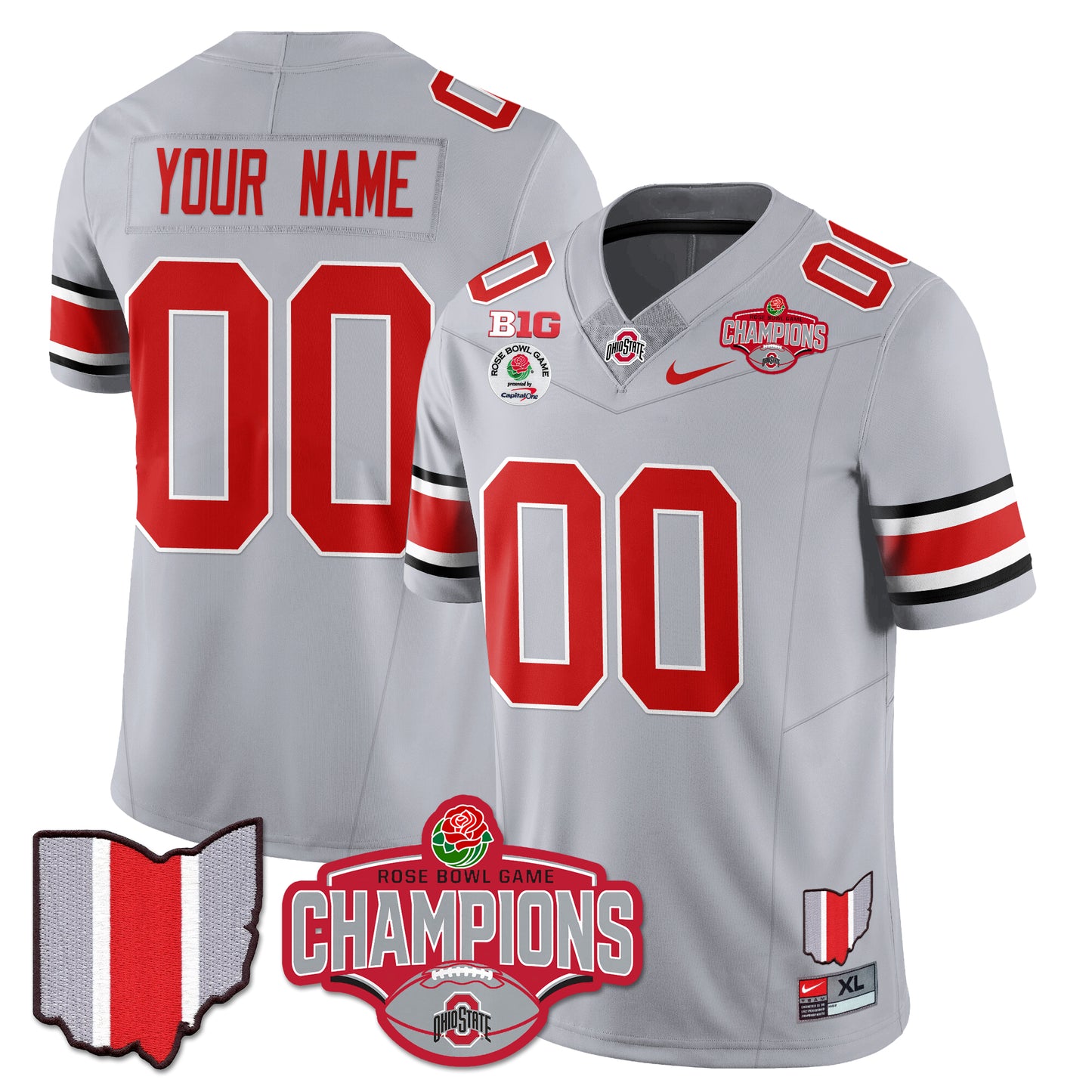 Custom Ohio State Buckeyes 2024 Rose Bowl Champions Jersey - All Stitched