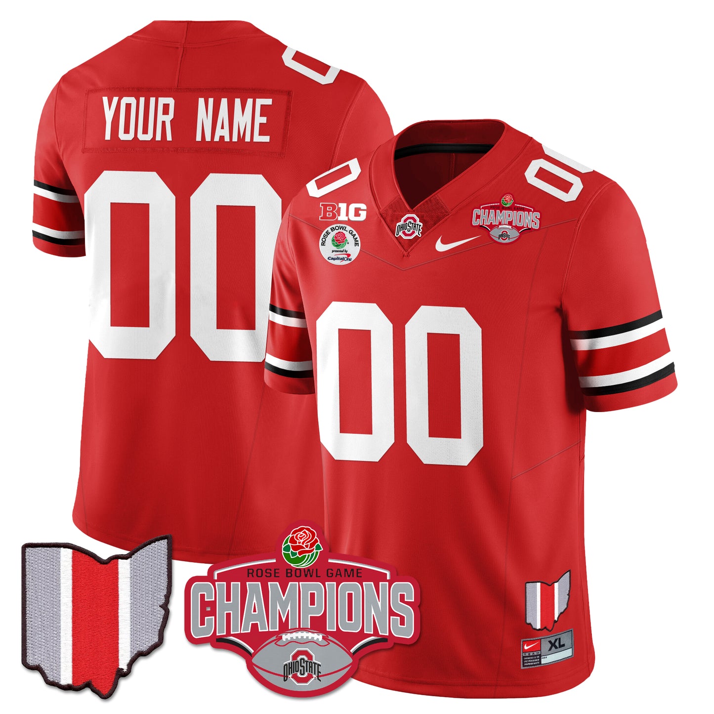 Custom Ohio State Buckeyes 2024 Rose Bowl Champions Jersey - All Stitched