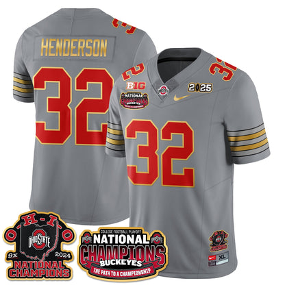 Ohio State Buckeyes 'Heritage Stripe' 2025 CFP Patch - National Champions Jersey N9 - All Stitched