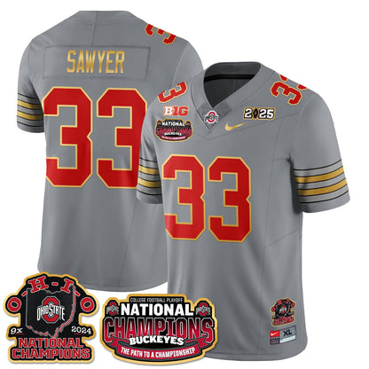 Ohio State Buckeyes 'Heritage Stripe' 2025 CFP Patch - National Champions Jersey N9 - All Stitched