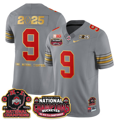 Ohio State Buckeyes 'Heritage Stripe' 2025 CFP Patch - National Champions Jersey N9 - All Stitched