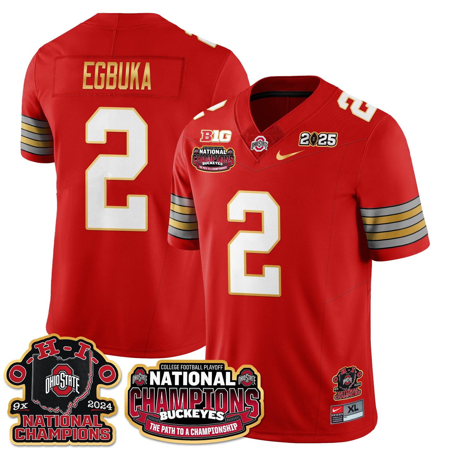 Ohio State Buckeyes 'Heritage Stripe' 2025 CFP Patch - National Champions Jersey N9 - All Stitched