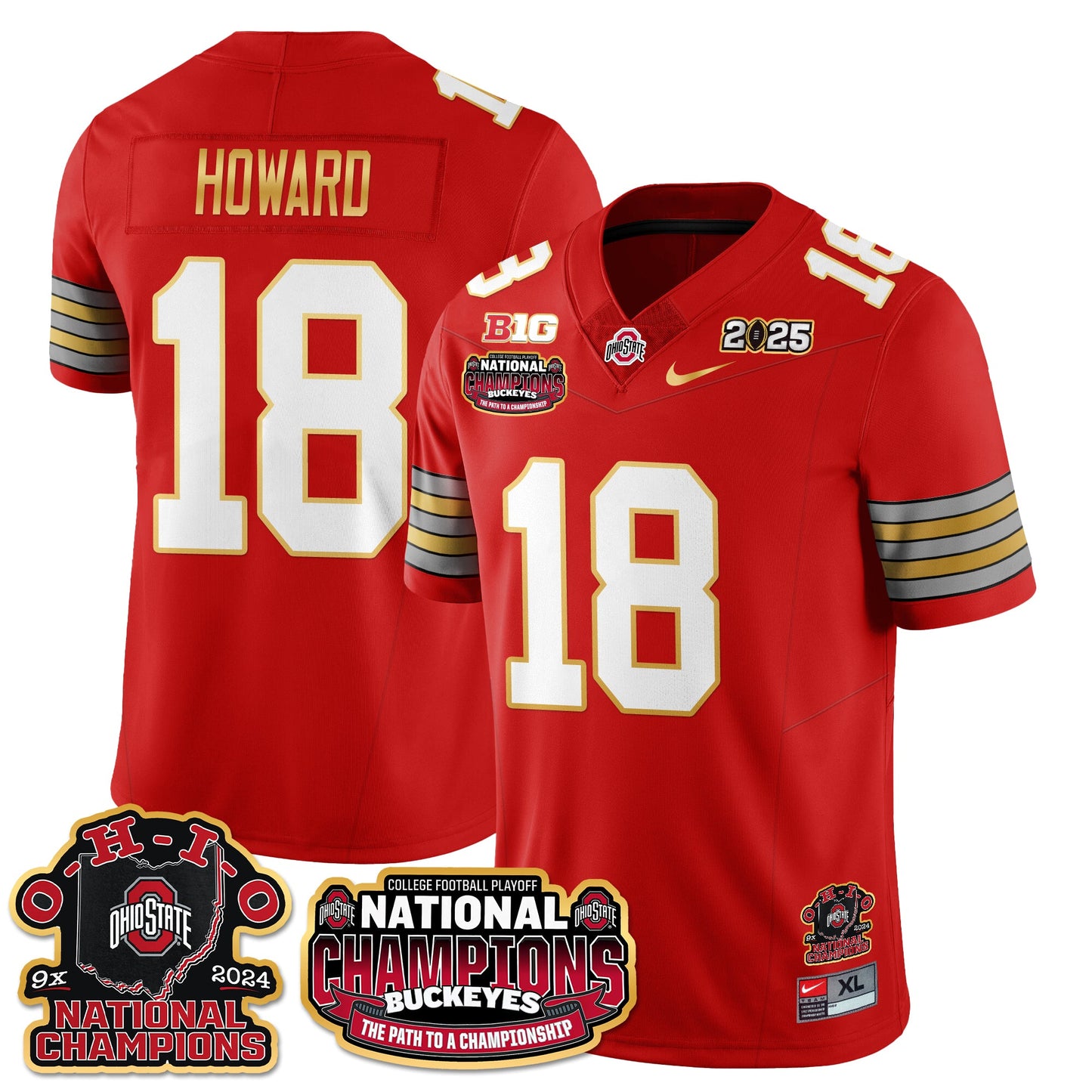 Ohio State Buckeyes 'Heritage Stripe' 2025 CFP Patch - National Champions Jersey N9 - All Stitched