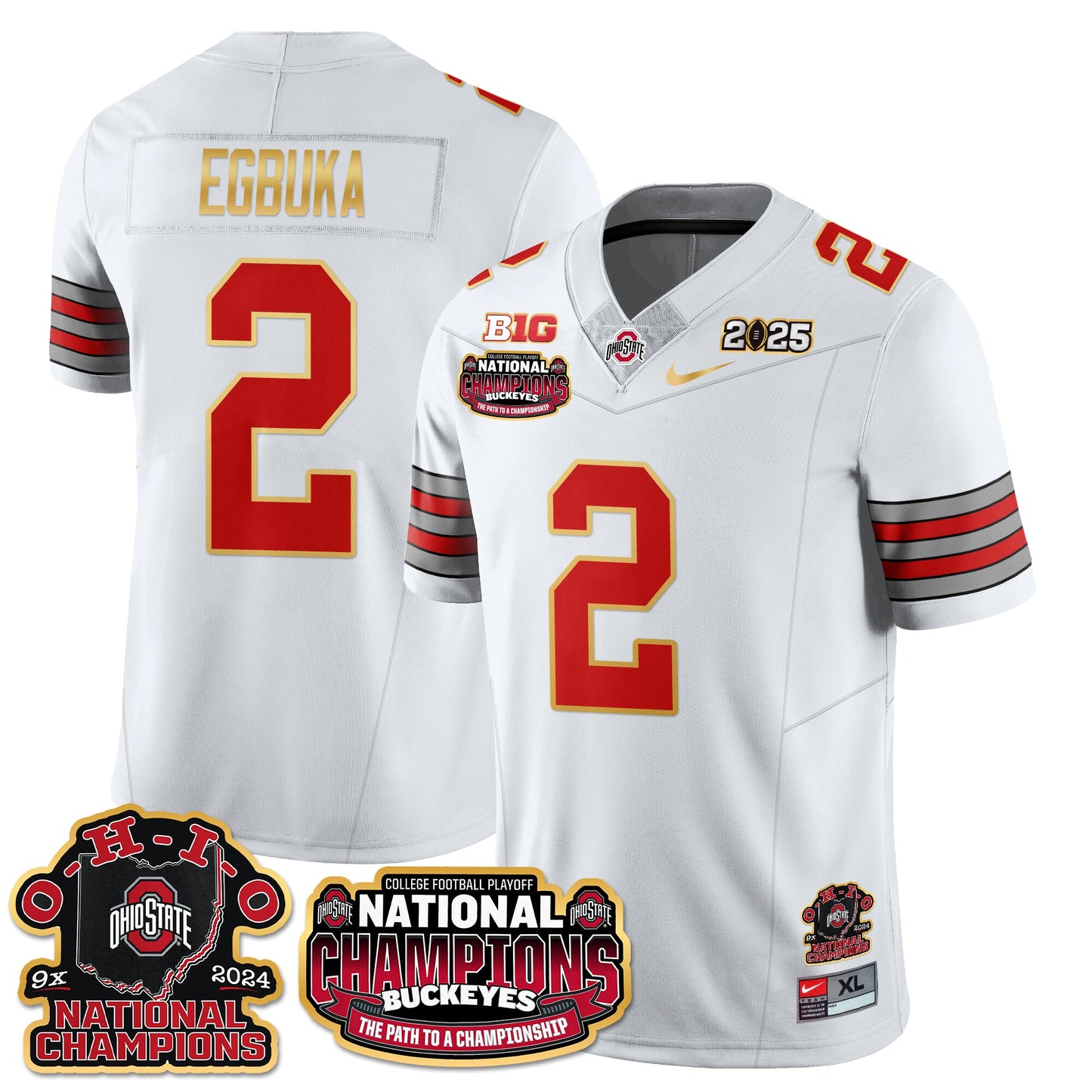 Ohio State Buckeyes 'Heritage Stripe' 2025 CFP Patch - National Champions Jersey N9 - All Stitched