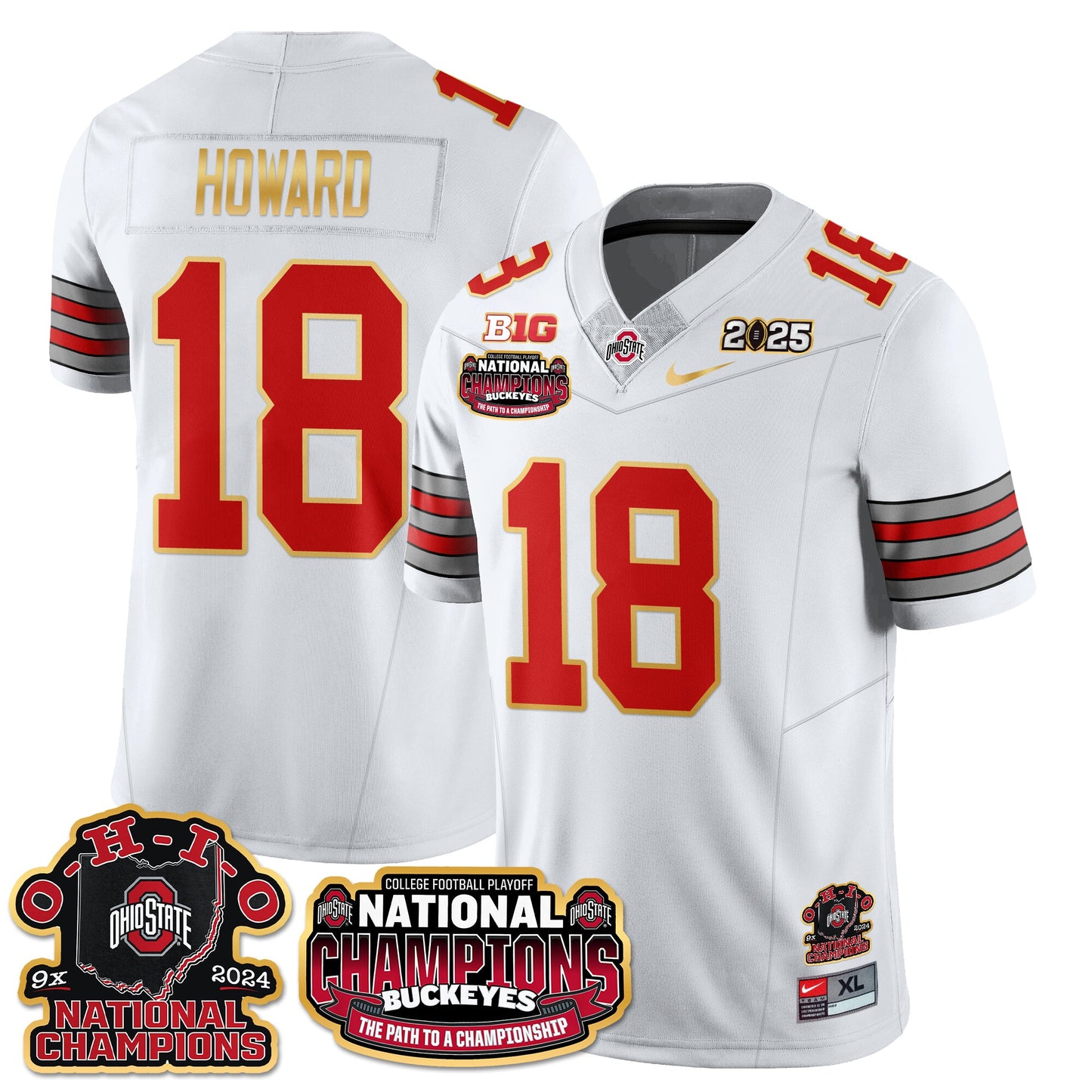 Ohio State Buckeyes 'Heritage Stripe' 2025 CFP Patch - National Champions Jersey N9 - All Stitched