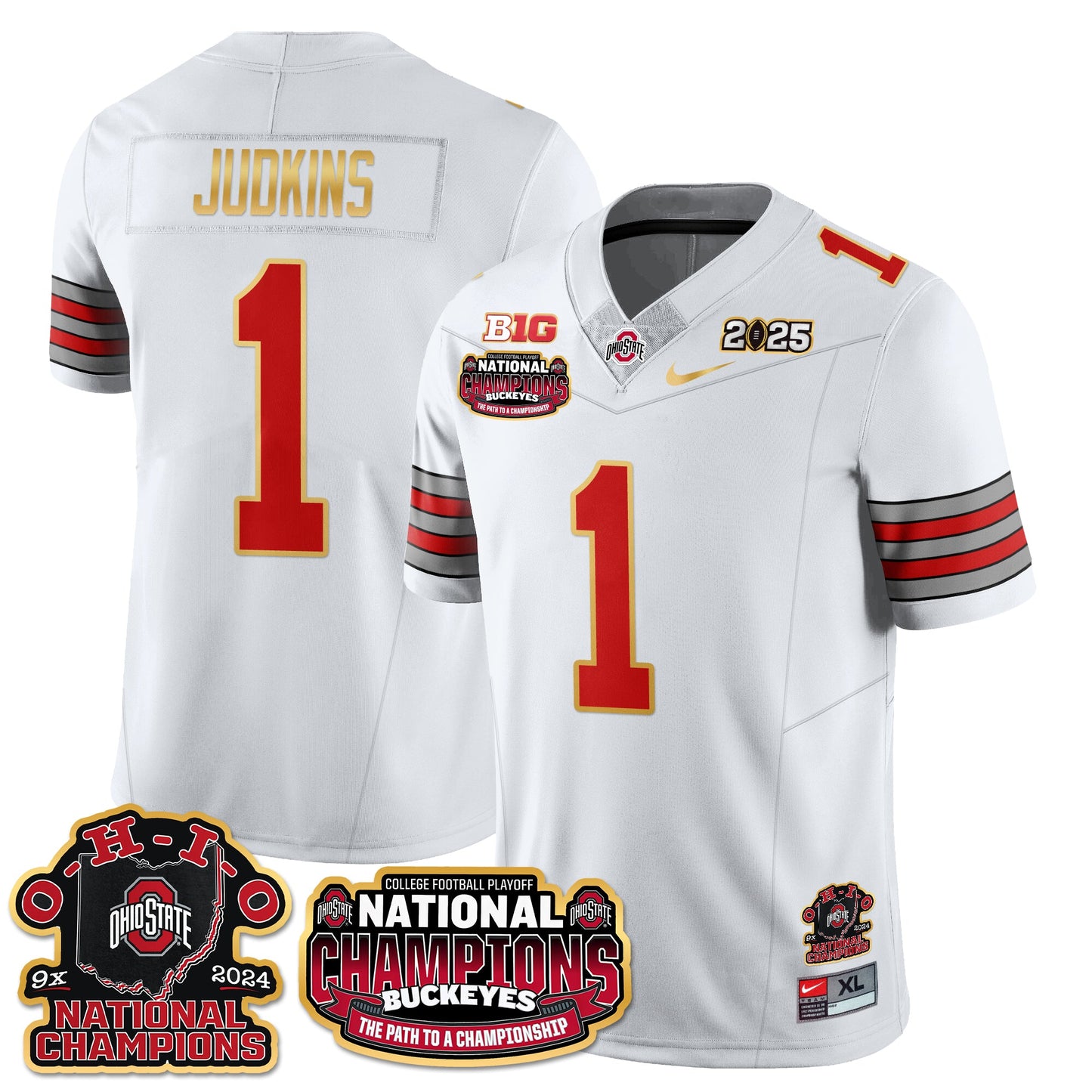 Ohio State Buckeyes 'Heritage Stripe' 2025 CFP Patch - National Champions Jersey N9 - All Stitched