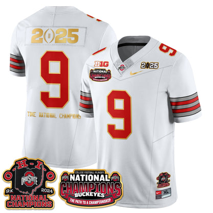 Ohio State Buckeyes 'Heritage Stripe' 2025 CFP Patch - National Champions Jersey N9 - All Stitched