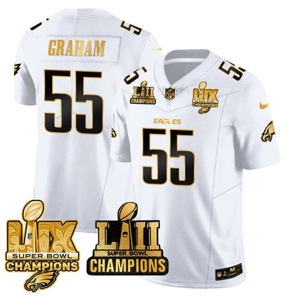 Philadelphia Eagles LII-LIX Super Bowl Champions Gold Jersey - All Stitched