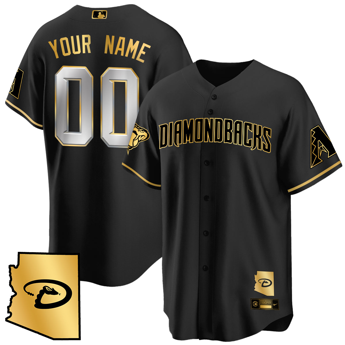 Arizona Diamondbacks Black Alternate Limited Custom Jersey - All Stitched
