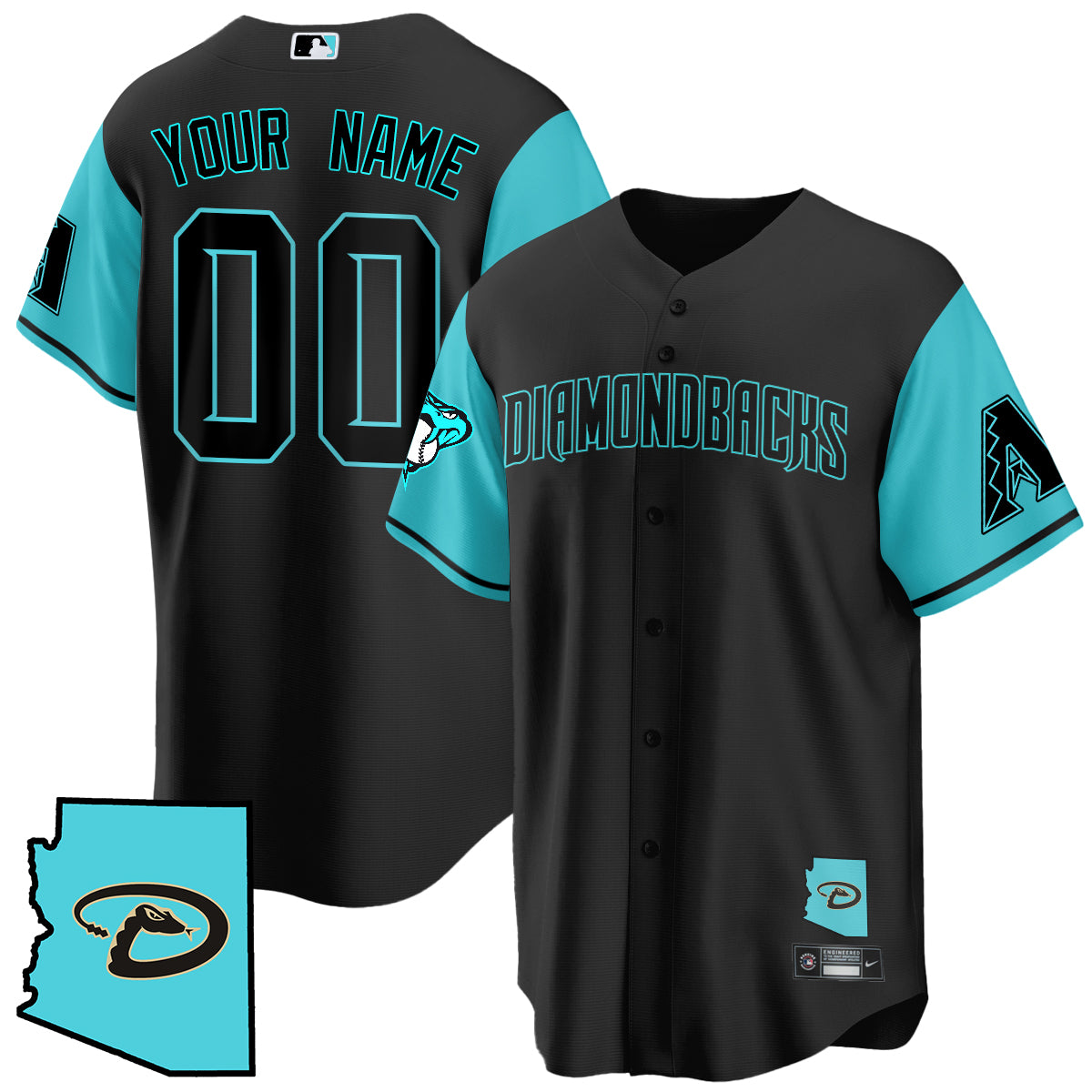 Arizona Diamondbacks Black Alternate Limited Custom Jersey - All Stitched