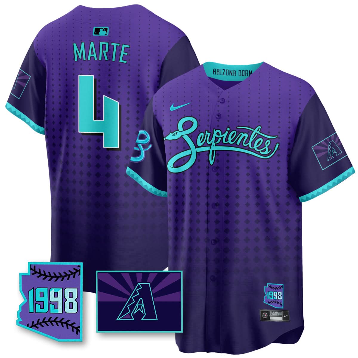 Arizona Diamondbacks Purple for Second “Serpientes” City Connect Jersey - All Stitched