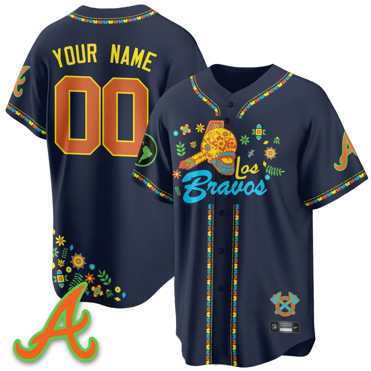 Atlanta Braves 2025 "Los Bravos" Custom Jersey V2 - All Stitched