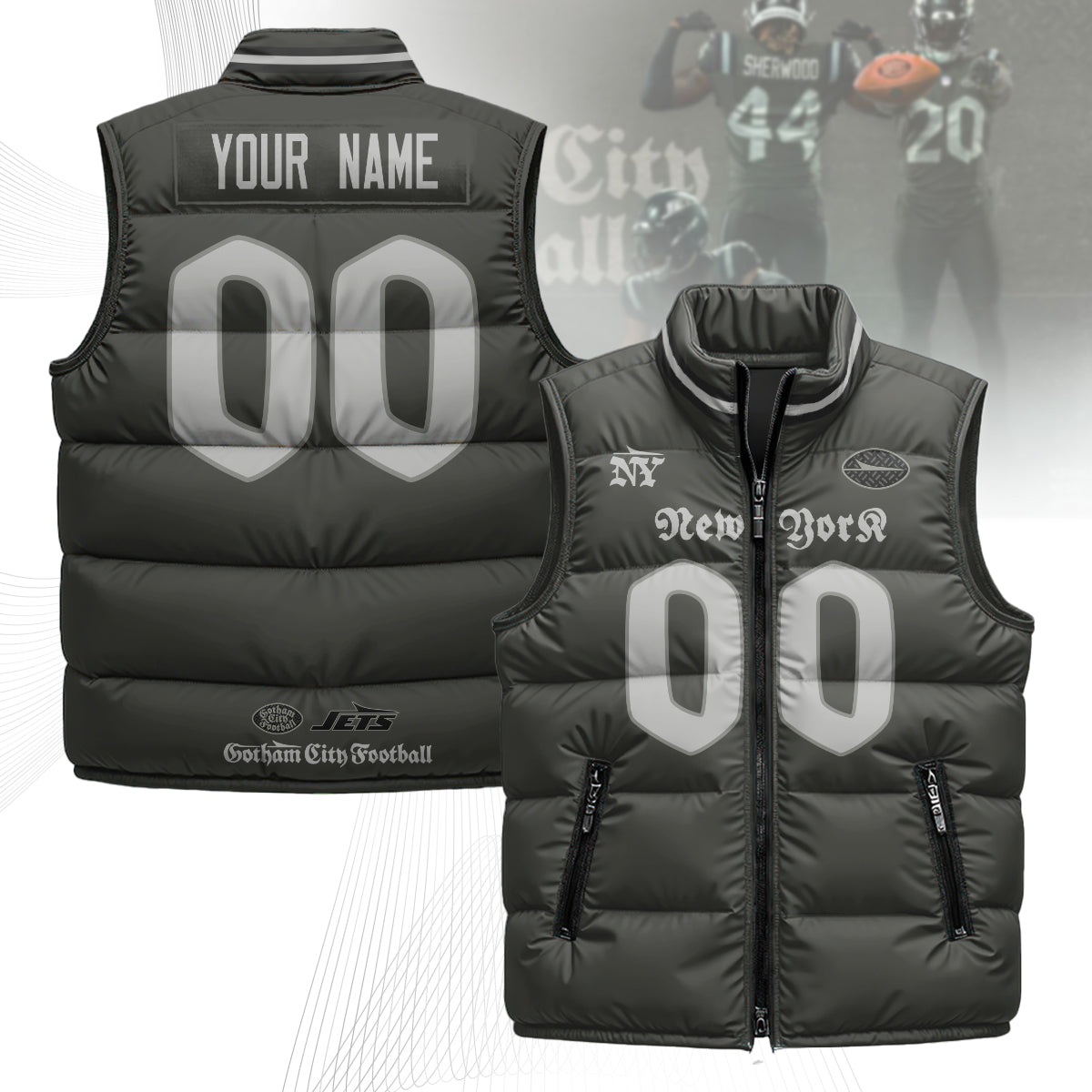 Personalized New York Jets Rivalry Series Puffer Vest