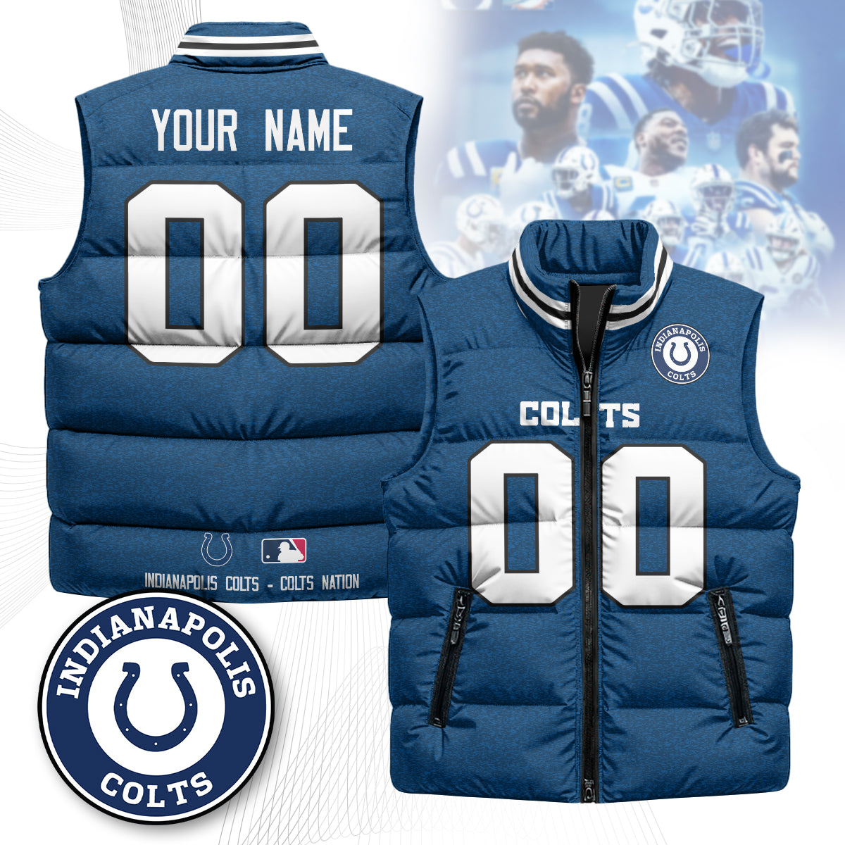 Personalized Indianapolis Colts Unisex Puffer Vest