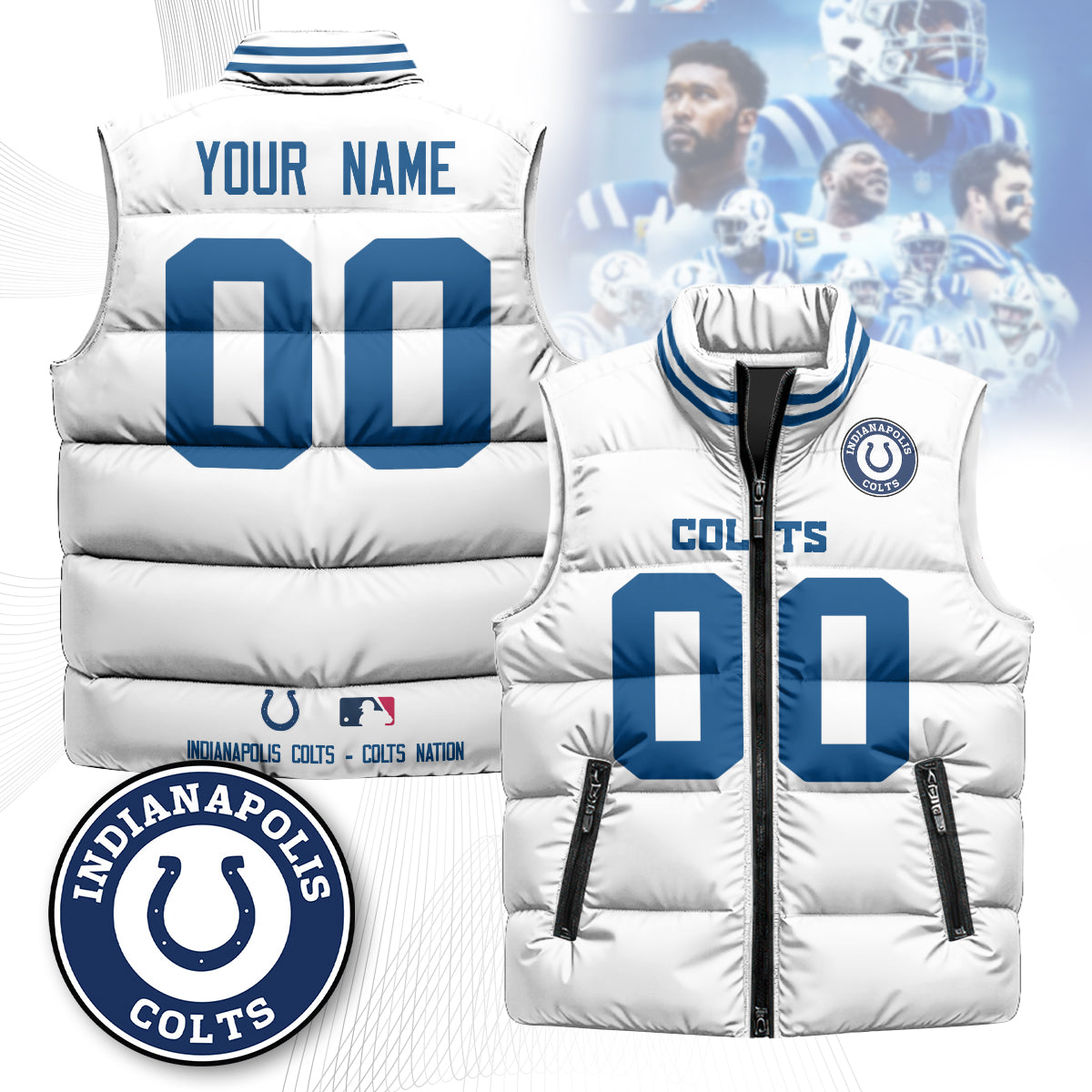 Personalized Indianapolis Colts Unisex Puffer Vest