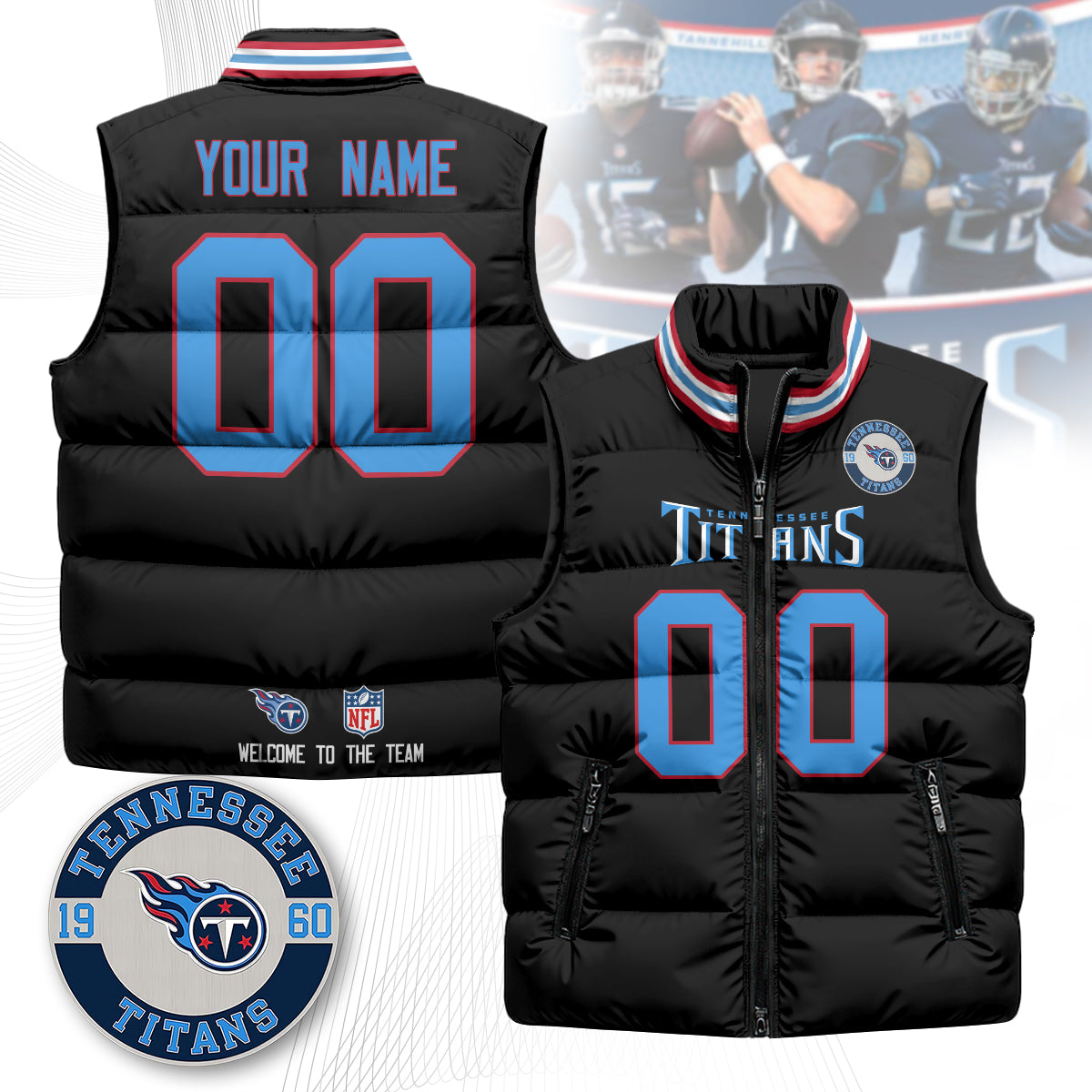 Personalized Tennessee Titans Unisex Puffer Vest