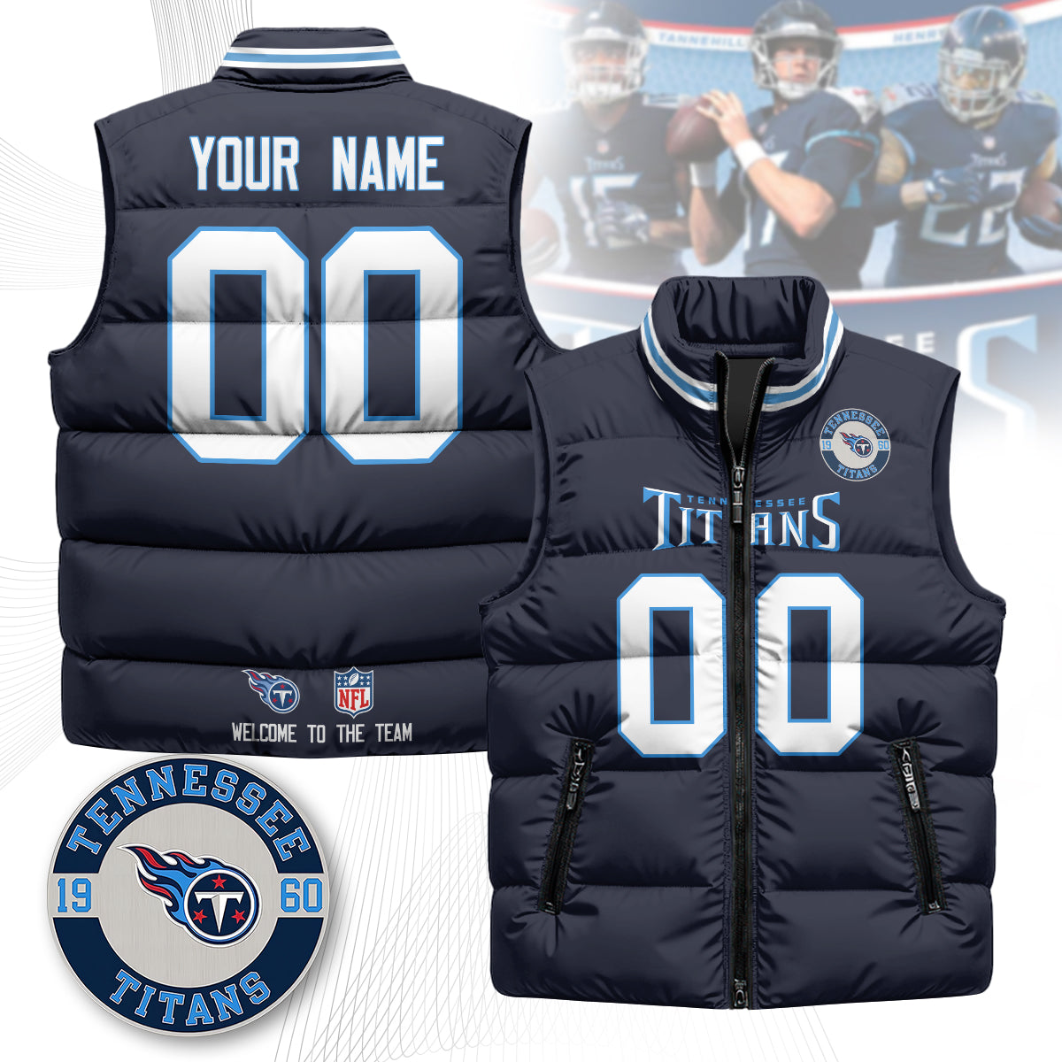 Personalized Tennessee Titans Unisex Puffer Vest