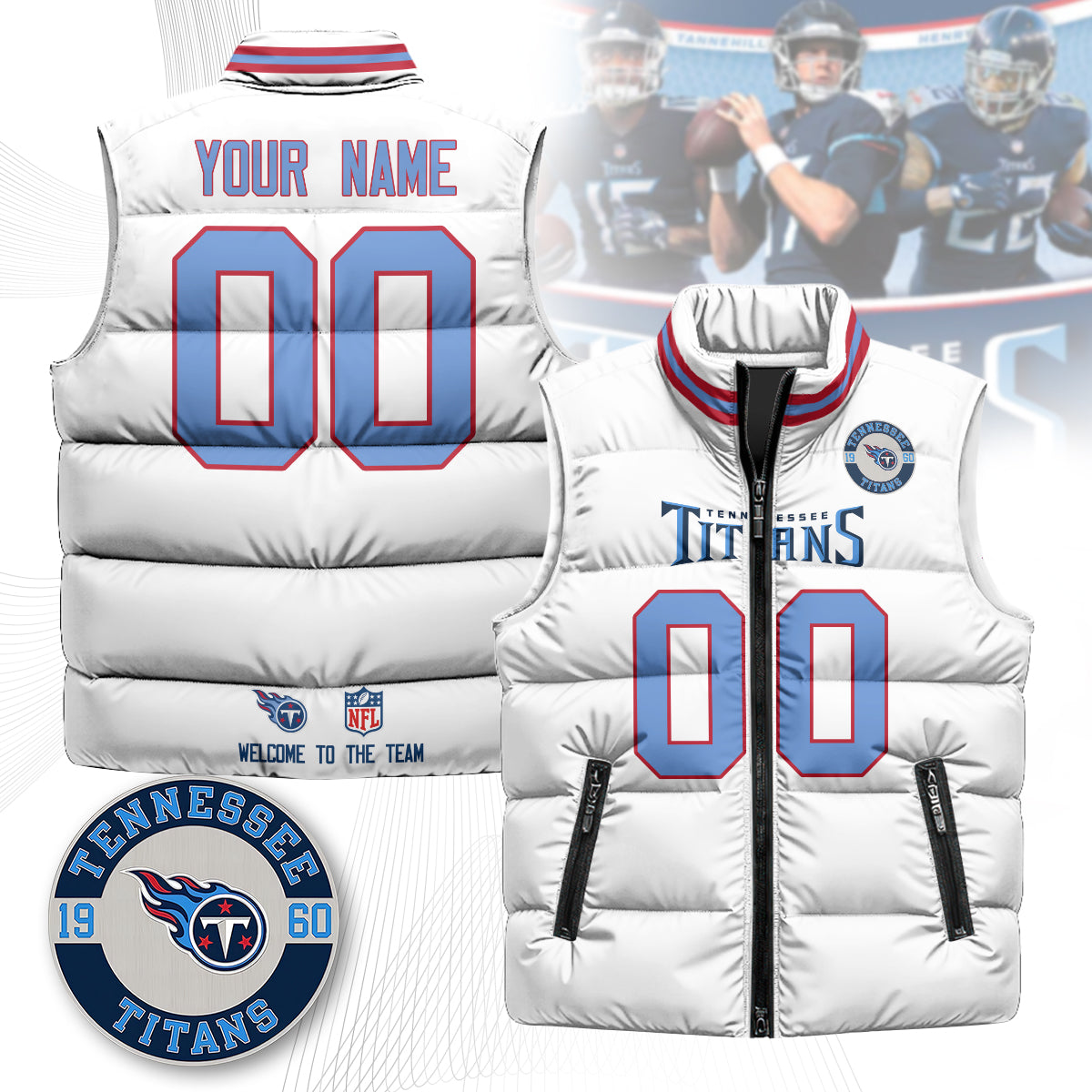 Personalized Tennessee Titans Unisex Puffer Vest