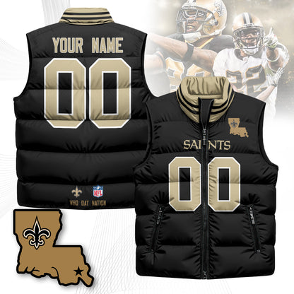 Personalized New Orleans Saints Unisex Puffer Vest