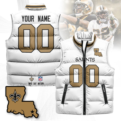 Personalized New Orleans Saints Unisex Puffer Vest