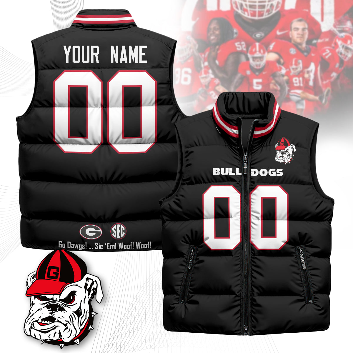 Personalized Georgia Bulldogs Unisex Puffer Vest