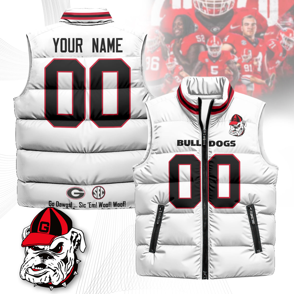 Personalized Georgia Bulldogs Unisex Puffer Vest