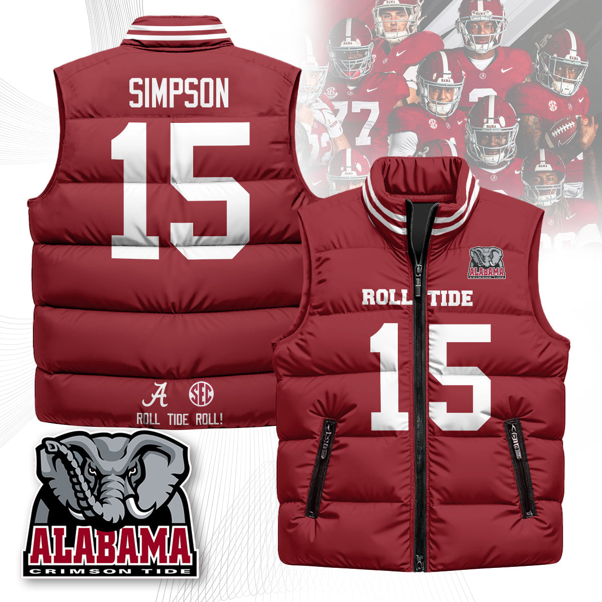 Alabama Crimson Tide Unisex Puffer Vest