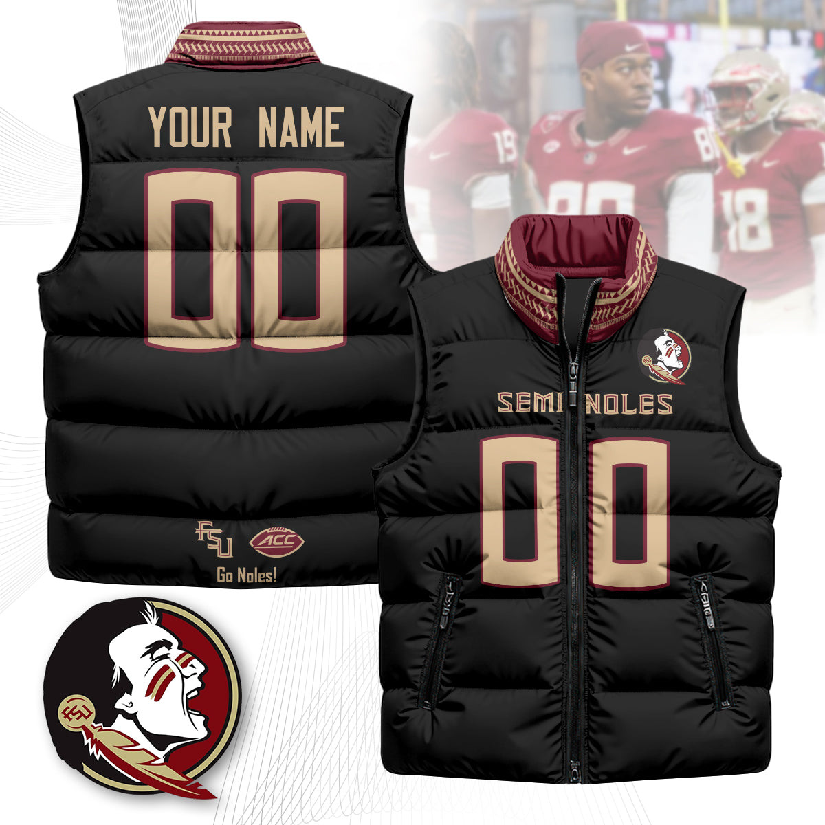 Personalized Florida State Seminoles Unisex Puffer Vest