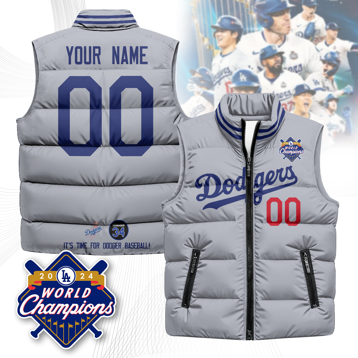 Personalized Los Angeles Dodgers Unisex Puffer Vest