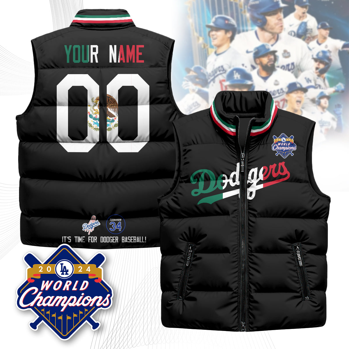 Personalized Los Angeles Dodgers Unisex Puffer Vest