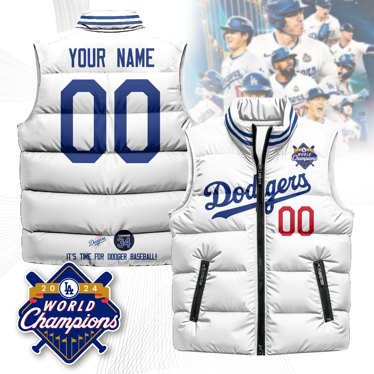 Personalized Los Angeles Dodgers Unisex Puffer Vest