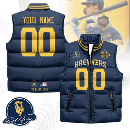 Personalized Milwaukee Brewers Unisex Puffer Vest