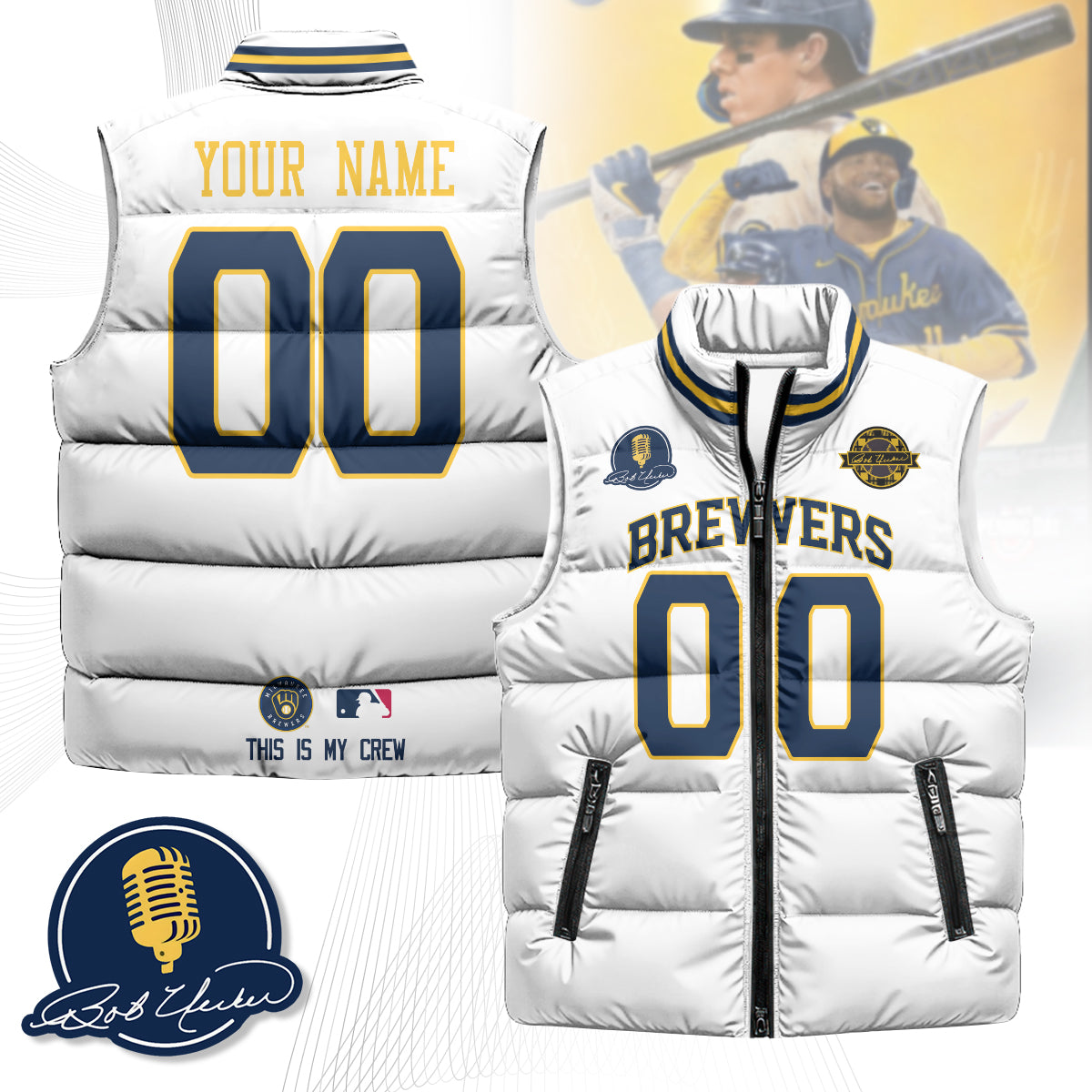 Personalized Milwaukee Brewers Unisex Puffer Vest