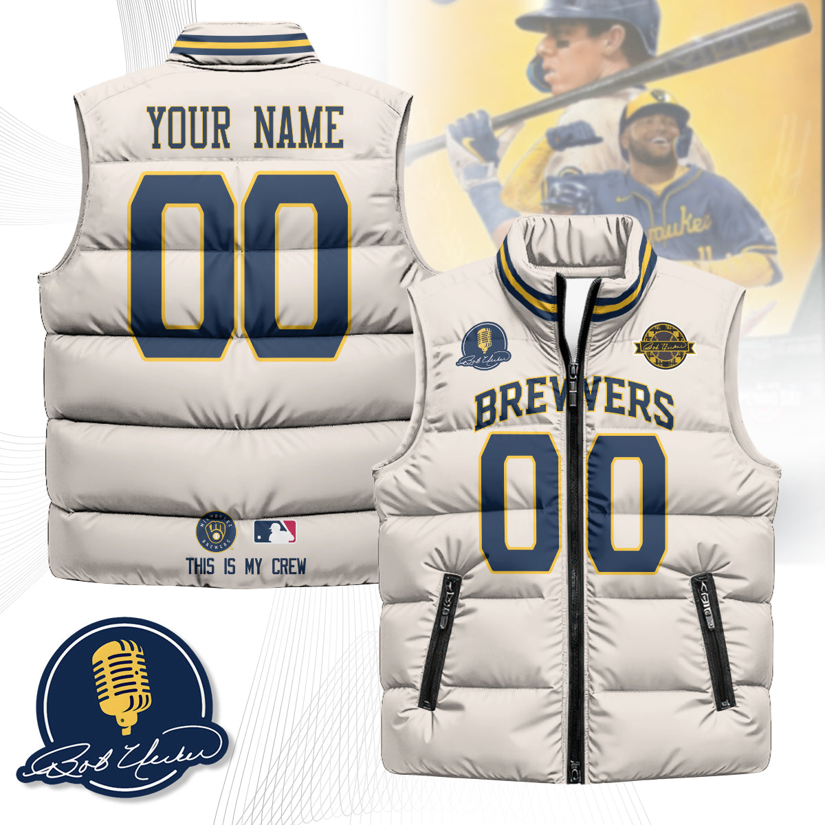 Personalized Milwaukee Brewers Unisex Puffer Vest