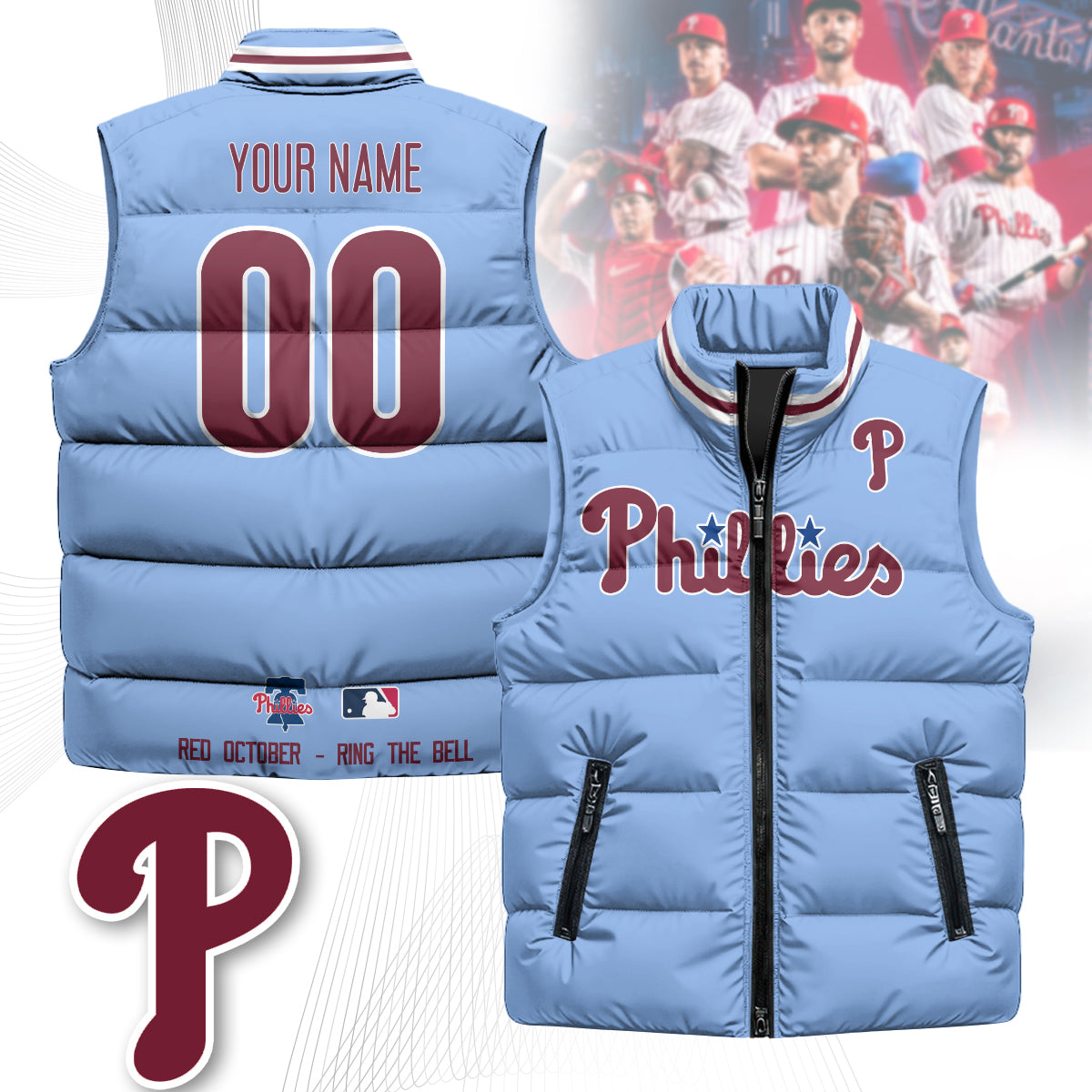 Personalized Philadelphia Phillies Unisex Puffer Vest