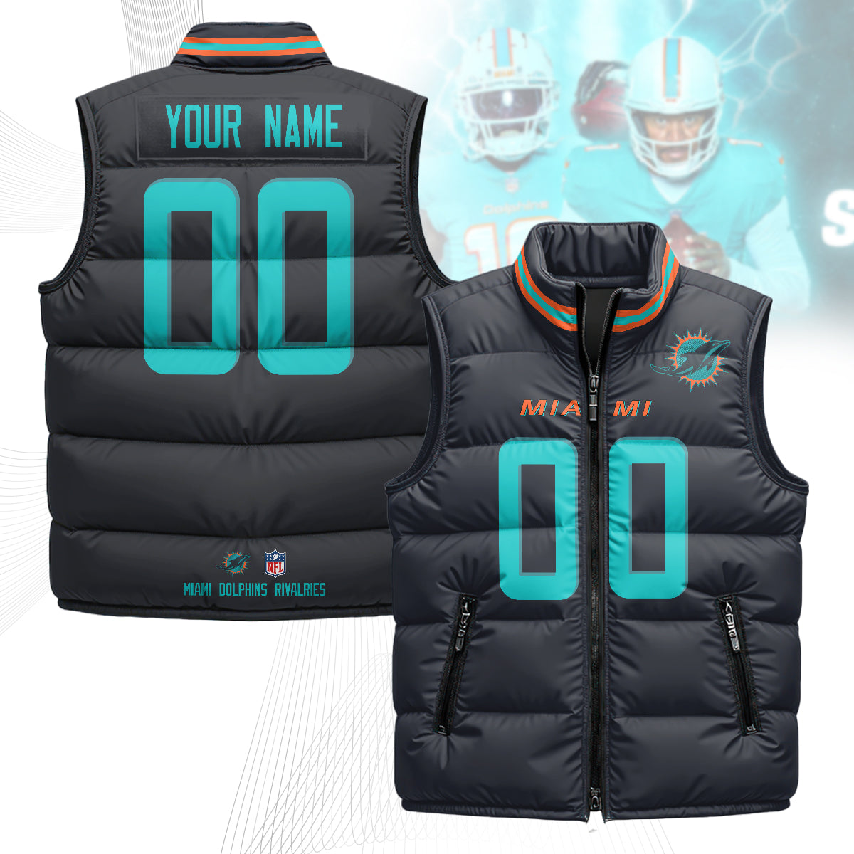 Personalized Miami Dolphins Rivalry Series Puffer Vest