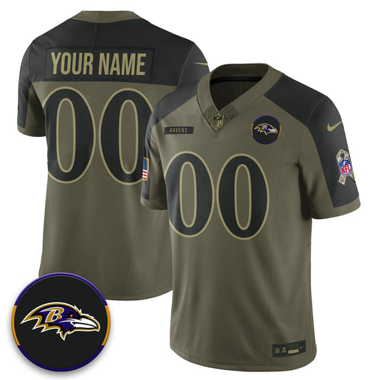 Baltimore Ravens 2025 Salute to Service Limited Custom Jersey - All Stitched