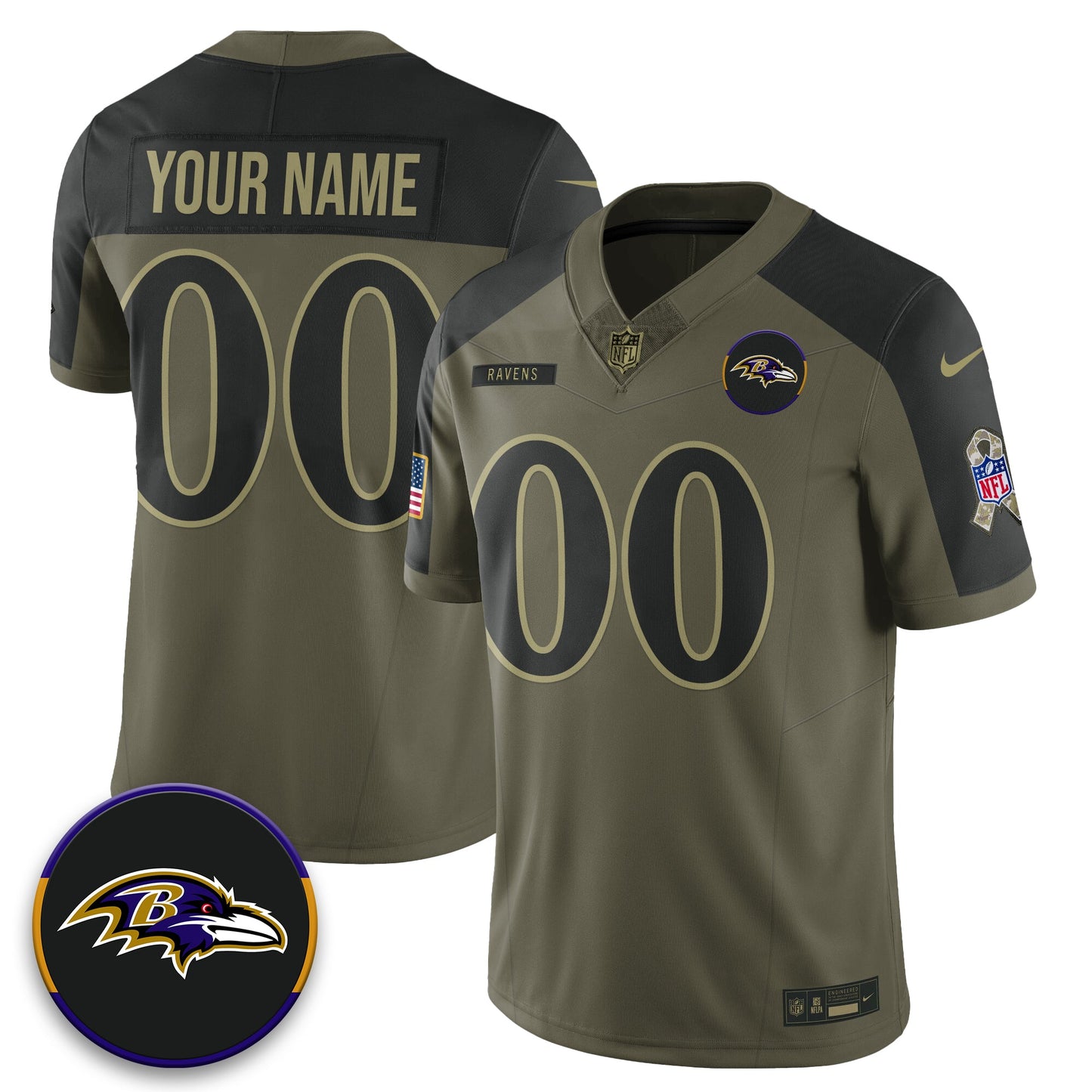 Baltimore Ravens 2025 Salute to Service Limited Custom Jersey - All Stitched