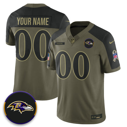Baltimore Ravens 2025 Salute to Service Limited Custom Jersey - All Stitched