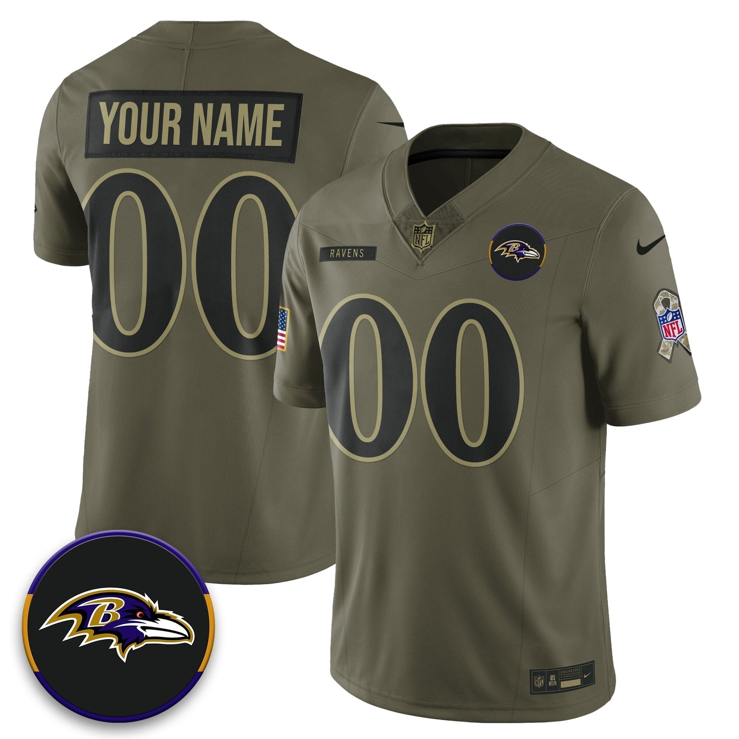 Baltimore Ravens 2025 Salute to Service Limited Custom Jersey - All Stitched