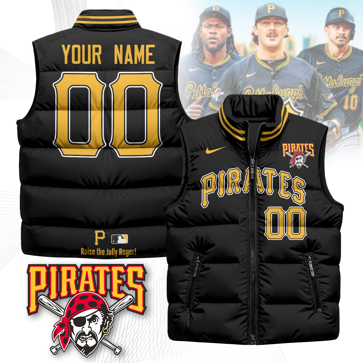 Personalized Pittsburgh Pirates Unisex Puffer Vest