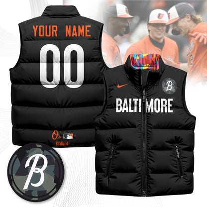 Personalized Baltimore Orioles Unisex Puffer Vest